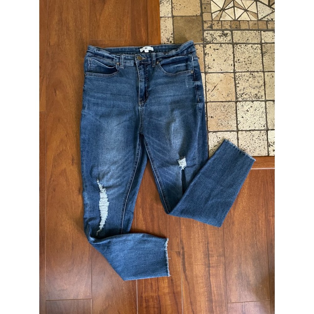 BP Womens Distressed High Rise Skinny Crop Jeans Raw Hem size 30
